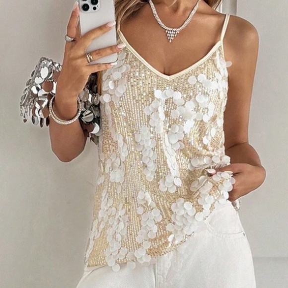 Luxe Sequin Regular Fit Cami Tank Top - Picture 3 of 8